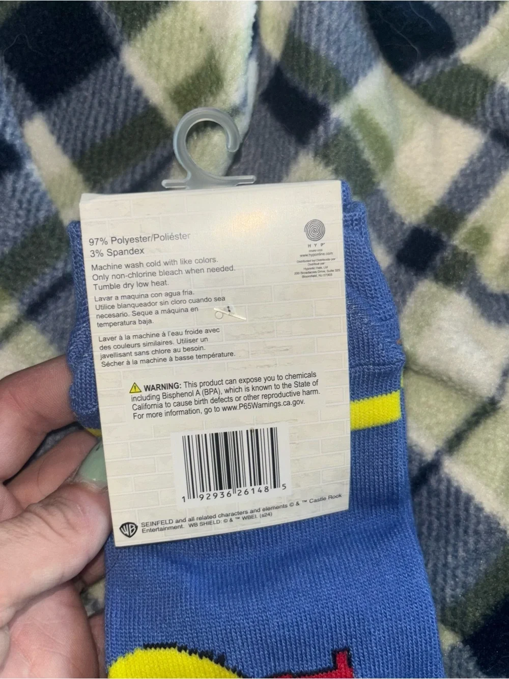 NWT Seinfeld Blue & Yellow Logo Crew Socks